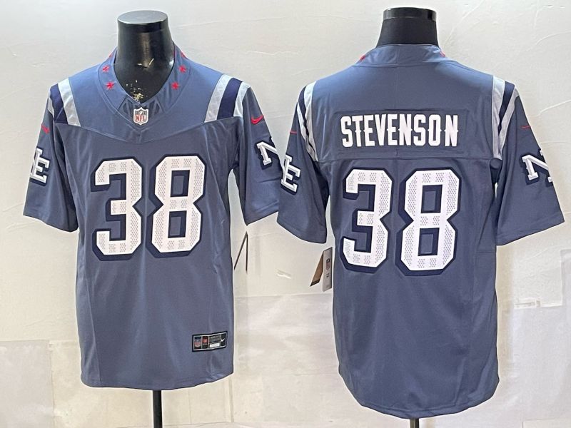 Men 2026 New England Patriots #38 Stevenson Blue 5th generations Nike Limited NFL Jersey style 011->new england patriots->NFL Jersey